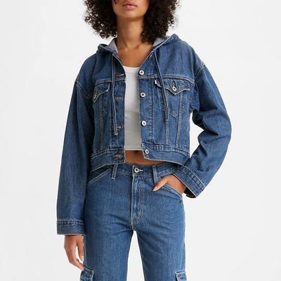 Dark Indigo Silvertab Hooded Trucker Denim Jacket