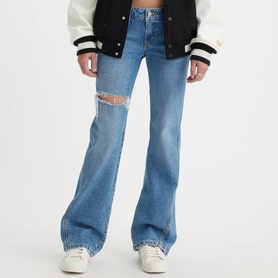 Mid Blue Noughties Boot Cut Stretch Jeans