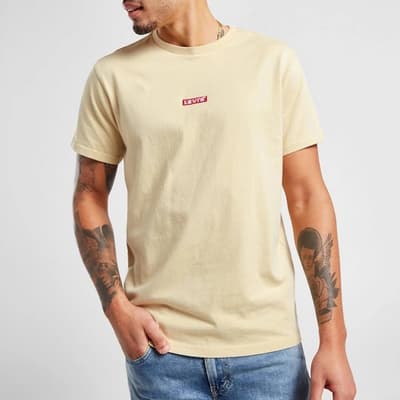 Sand Small Chest Logo Cotton T-Shirt