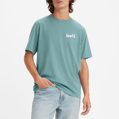 Blue Relaxed Front Logo Cotton T-Shirt