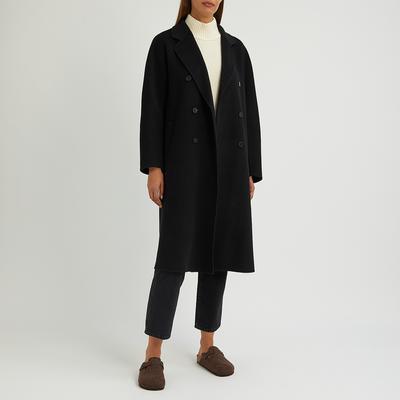 Black Cashmere Blend Button Coat