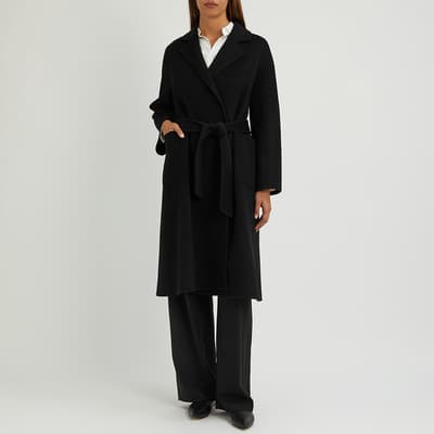 Black Cashmere Blend Wrap Coat