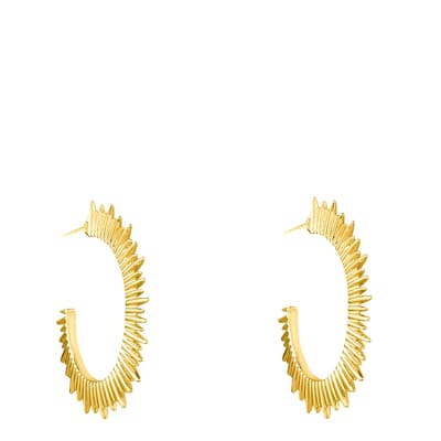 18K Gold Sunburst Hoop Earrings
