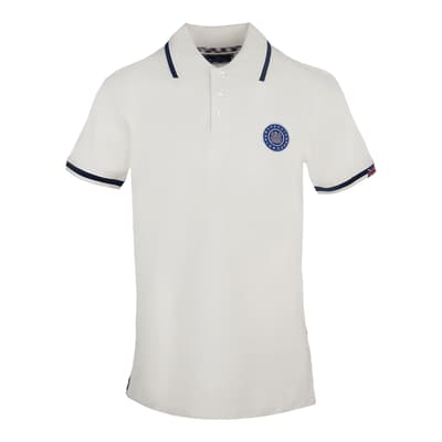 White Patch Logo Cotton Polo Shirt