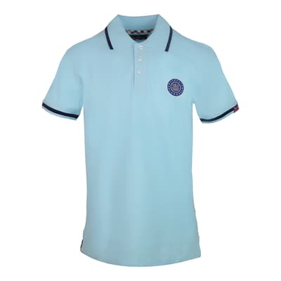 Light Blue Patch Logo Cotton Polo Shirt