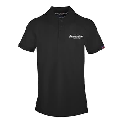 Black Embroidered Logo Cotton Polo Shirt
