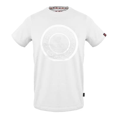 White Circular Printed Logo Cotton T-Shirt