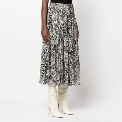 Black/White Zebra Print Midi Skirt