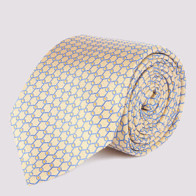 Cream Printed Silk Tie