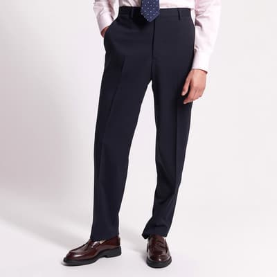 Navy Cotton Blend Suit Trousers