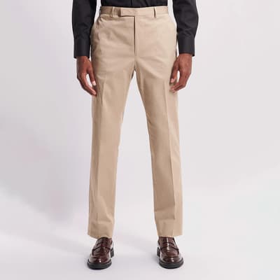 Sand Cotton Blend Suit Trousers