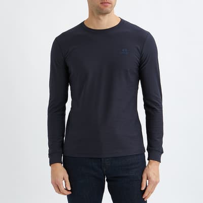 Navy Diego Long Sleeve Cotton T-Shirt
