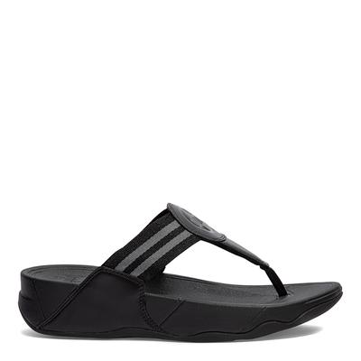 All Black Walkstar Webbing Toe Post Sandal