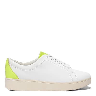 White Rally Neon Pop Leather Trainers