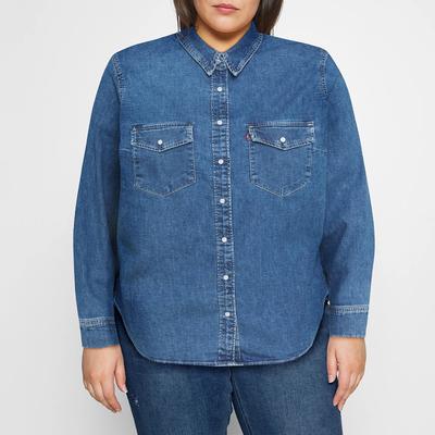 Dark Blue Plus Denim Shirt