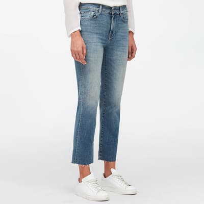 Light Blue Straight Cropped Stretch Jeans