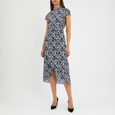 Navy Livia Printed Midi Dress