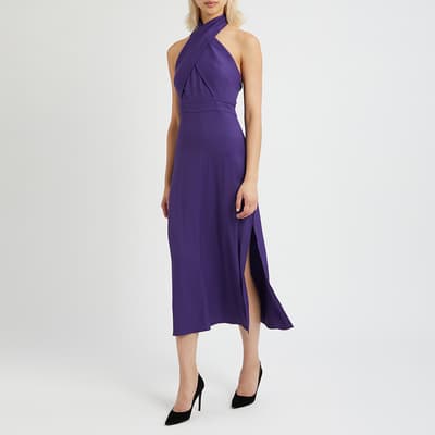 Purple Aleena Halter Neck Midi Dress