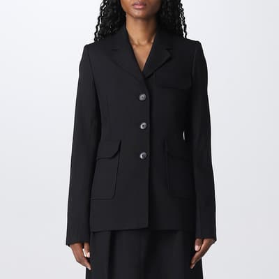 Black Button Up Single Breasted Blazer