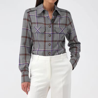 Grey Check Relaxed Wool Utility Shirt