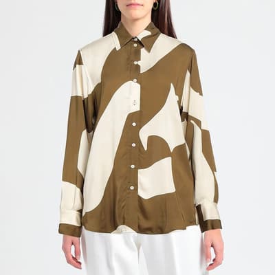 Khaki/Cream Pointed Collar Shirt