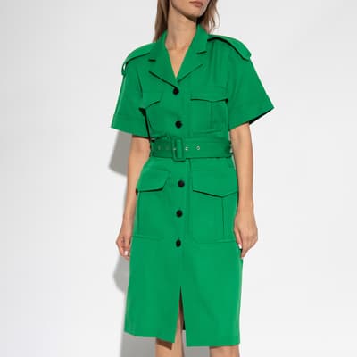 Green Utility Wool Shirt Dress