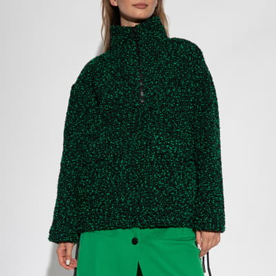 Green Wool Blend Half Zip Jacket