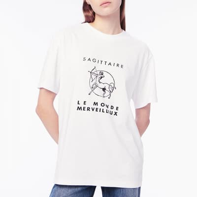 White Sagittarius Graphic Cotton T-Shirt