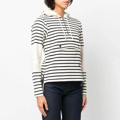 Ecru/Navy Striped Cotton Hoodie