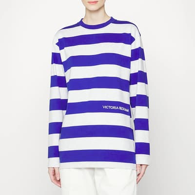 Blue/Grey Stripe Cotton T-Shirt