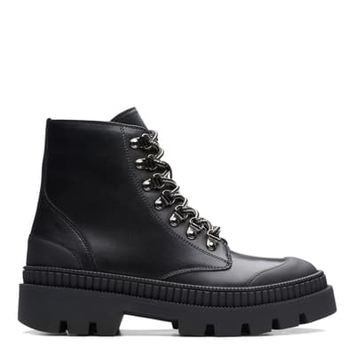 Black Leather Aprilla Hike Lace Up Boots