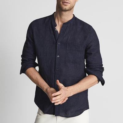 Navy Ocean Linen Shirt