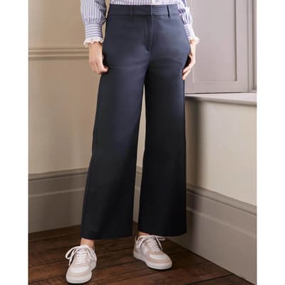 Navy High Waisted Tailored Trousers