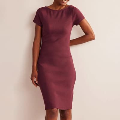Burgundy Low-Back Rib Jersey Mini Dress