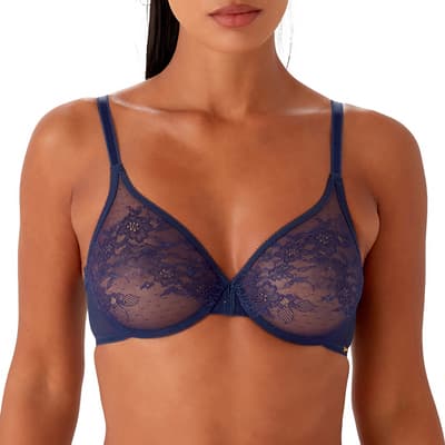 Purple Glossies Lace Sheer Moulded Bra