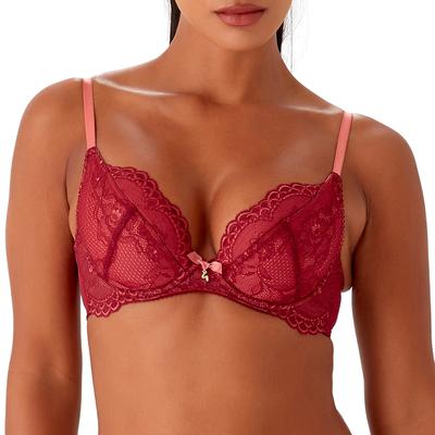 Red Superboost Lace Padded Plunge Bra