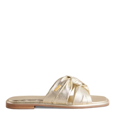 Gold Ashiyu Knotted Flat Sandals