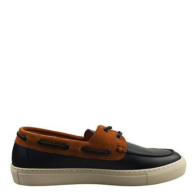 Multi Euan Leather and Suede Boatshoe