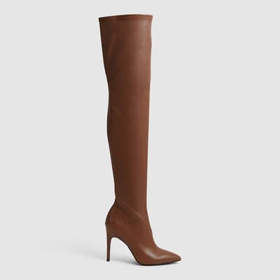 Tan Caia Over The Knee Leather Boots
