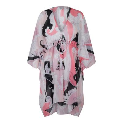 Pink Printed V-Neck Cover-Up