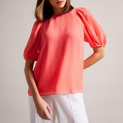 Pink NateliePuff Sleeve Blouse