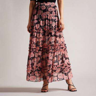 Black Allesaa Tiered Midaxi Skirt