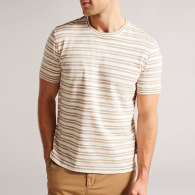 Camel Vadell Striped Linen Blend T-Shirt