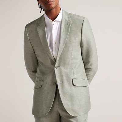 Sage Lance Slim Fit Linen Blend Jacket