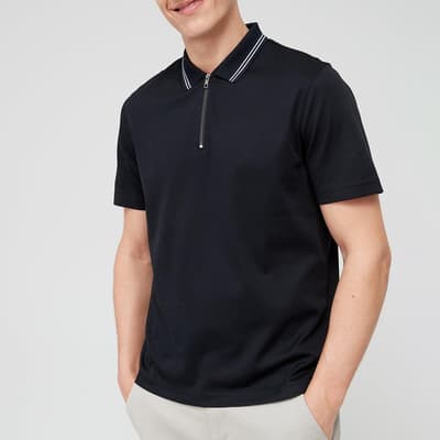 Black Heflin Regular Cotton Blend Polo Shirt