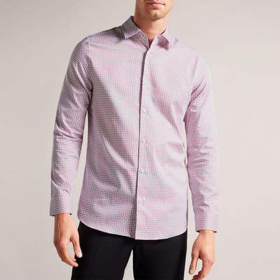 Pink Conifur Geo Print Cotton Blend Shirt