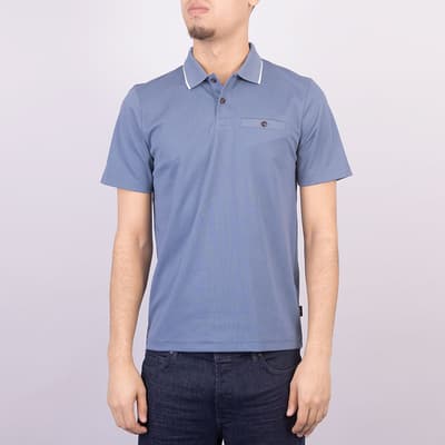 Blue Galton Cotton Blend Polo Shirt