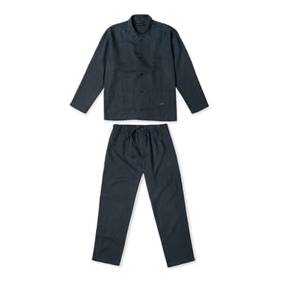 Navy Petrol Mens Pocket Pyjama Set