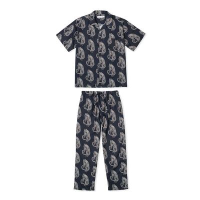 Cream Sansindo Tiger Mens Cuban Long Pyjama Set