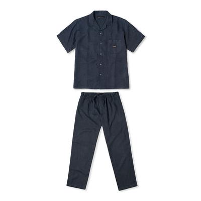 Blue Mens Cuban Long Pyjama Set